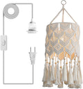 Boho Hanging Lamp Shade Macrame Pendant Light - Handmade Accent