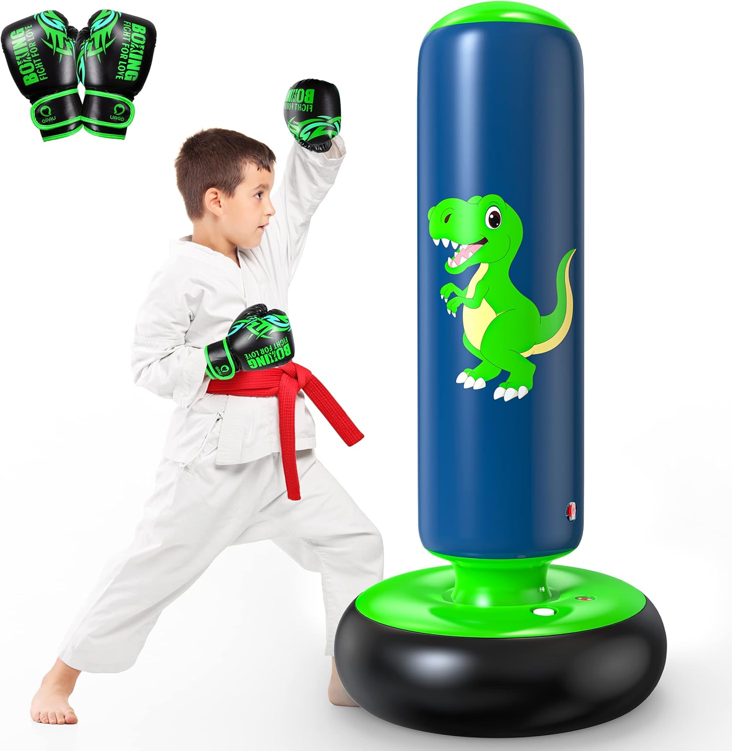 QPAU 48 Dino Boxing Bag - Kids' Karate Practice Set