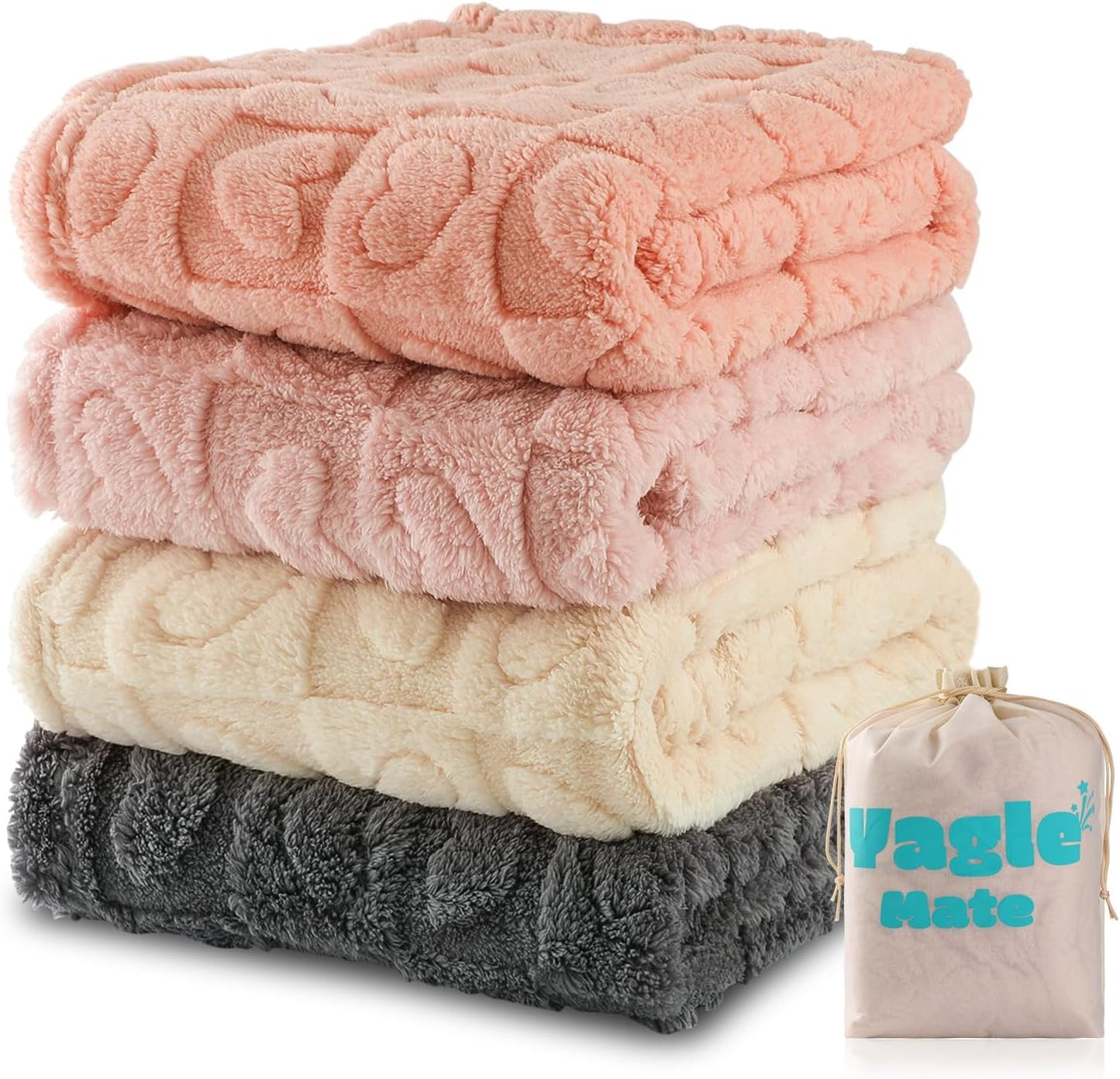 Cozy Fluffy Heart Checkered Baby Blankets - Yagle Mate
