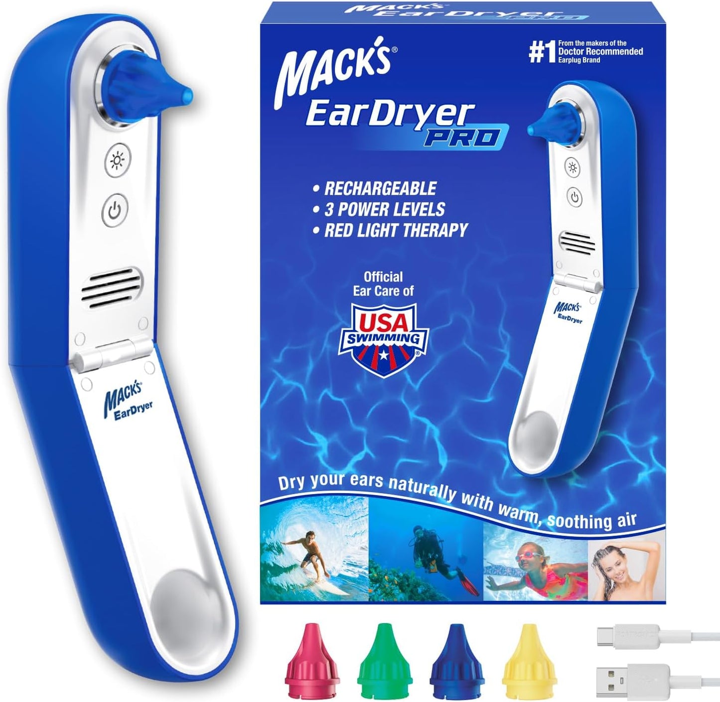 Mack's Ear Dryer PRO: Rechargeable Ear Water Drying Aid