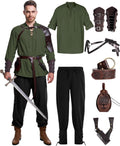 8 Pcs Men's Renaissance Costume Medieval Pirate Viking Set - Ready