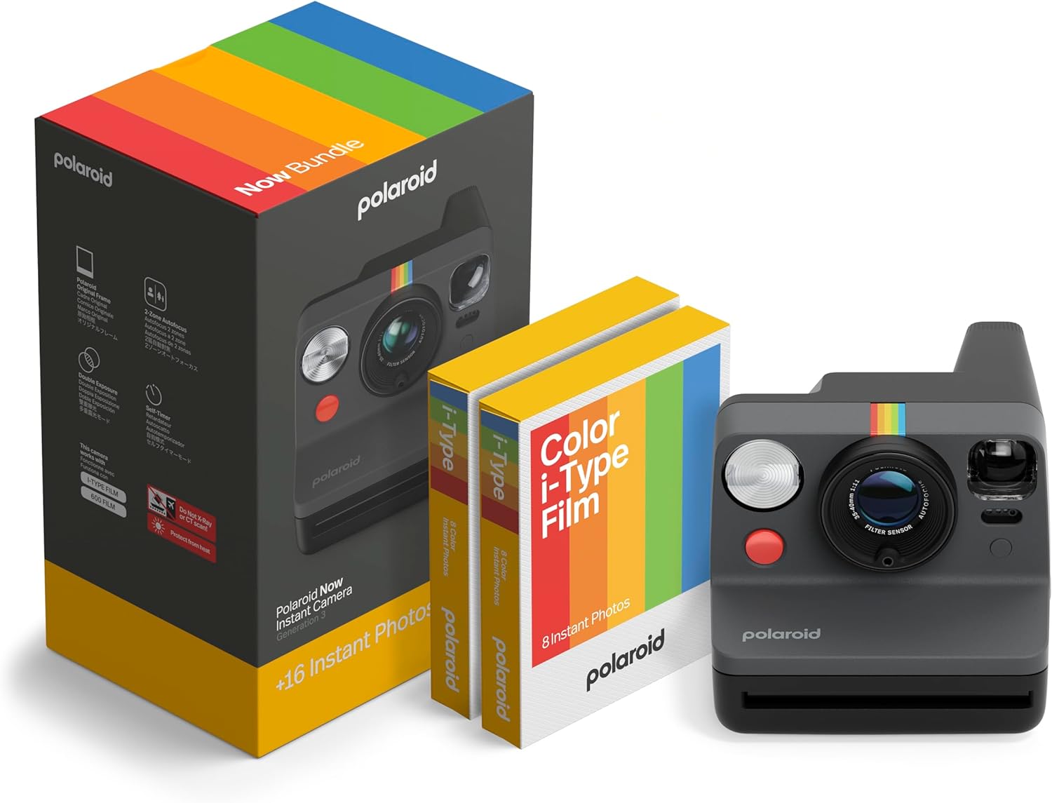 Polaroid Now 3rd Gen Camera + Film Bundle - Instant Memories in Black