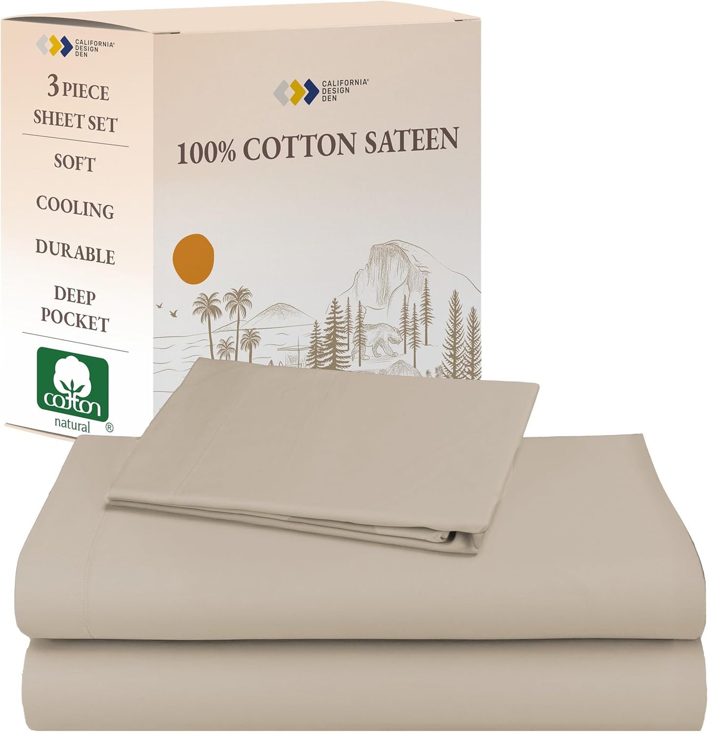 California Design Den Twin Sheets Set - Soft 100% Cotton Bedding