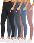 4 Pack Leggings for Women with Pockets - High Waisted Tummy Control