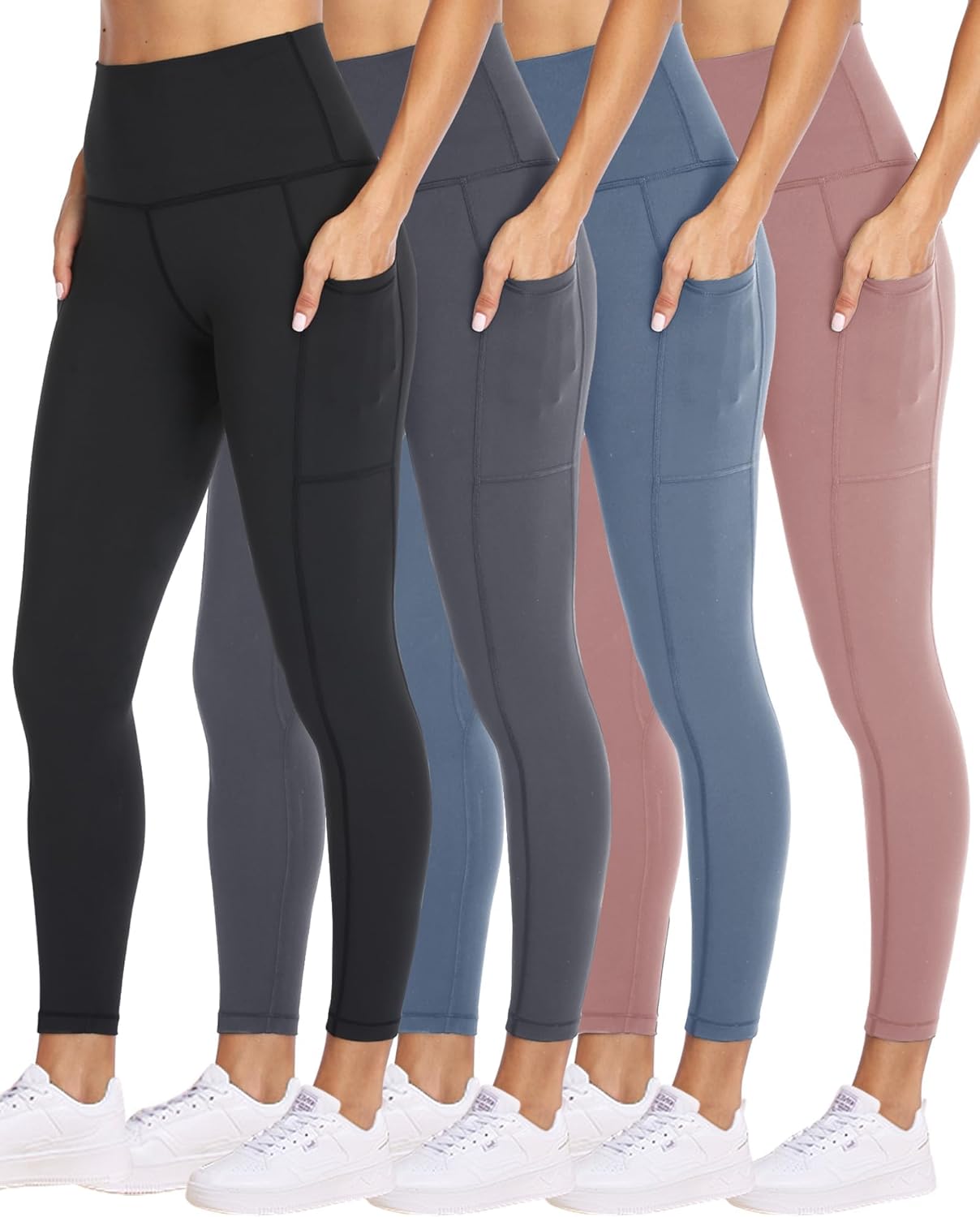 NexiEpoch 4 Pack Leggings for Women with Pockets and Control