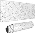 Abstract Topographic Map White Grey Black Long Gaming Mouse Pad