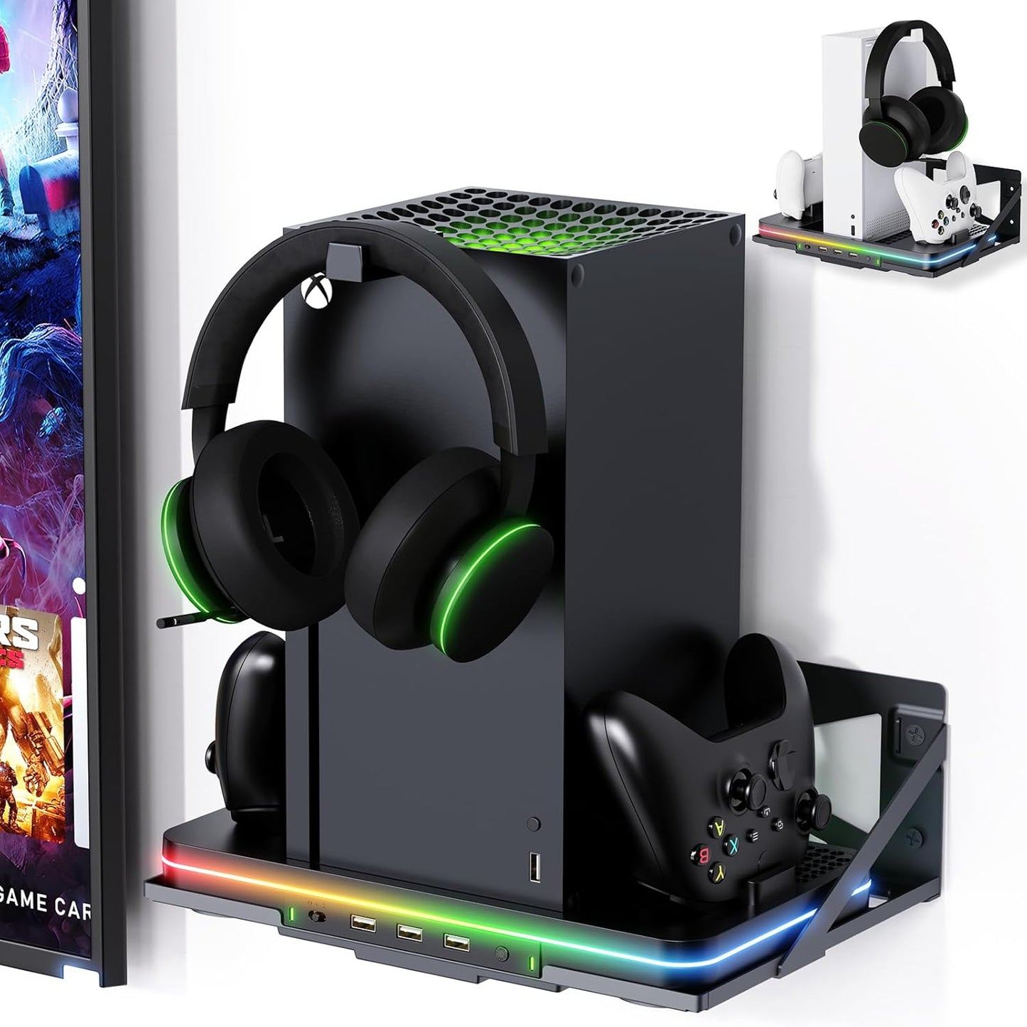 Wall Mount with Cooling Charging Stand for Xbox Series X/S