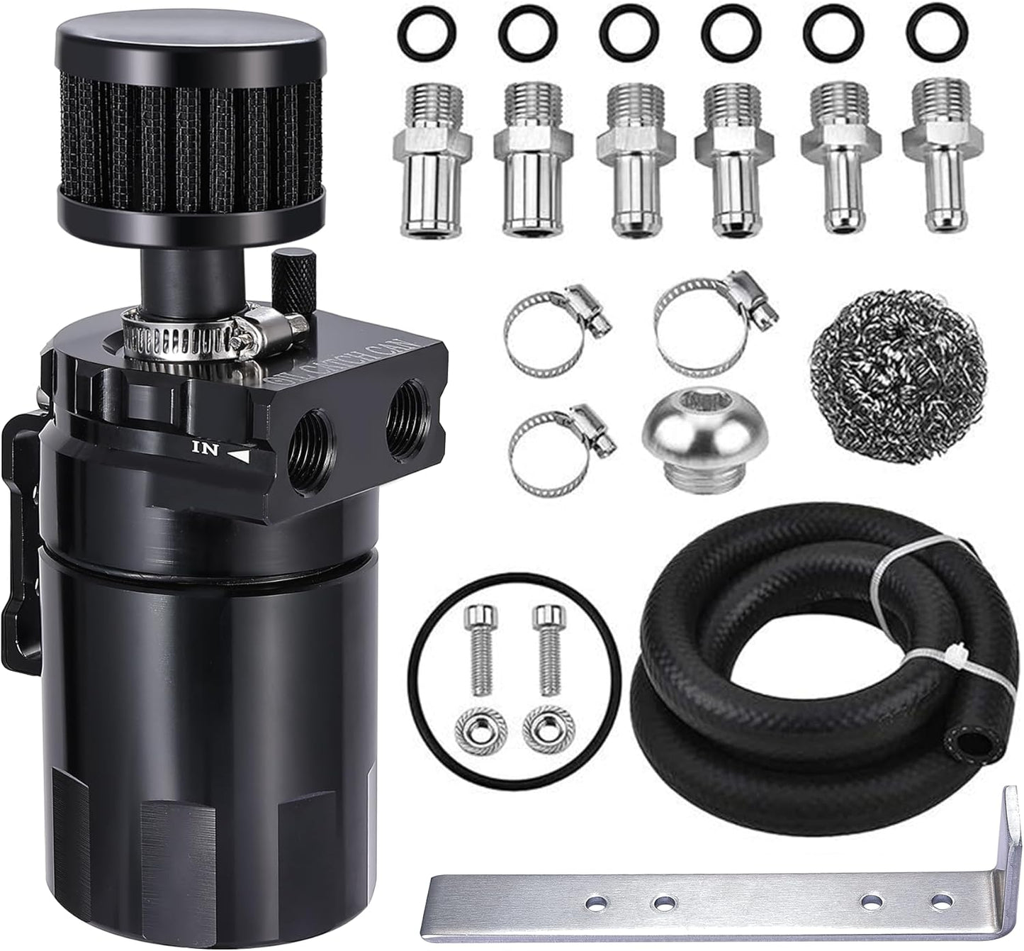 Universal Baffled Oil Catch Can Kit with Breather Filter Options