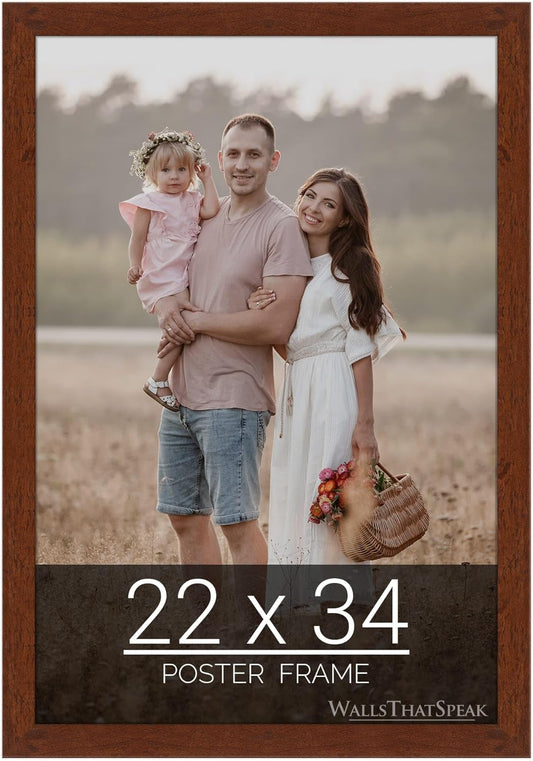 22x34 Dark Walnut Rustic Pine Picture Frame for Artworks
