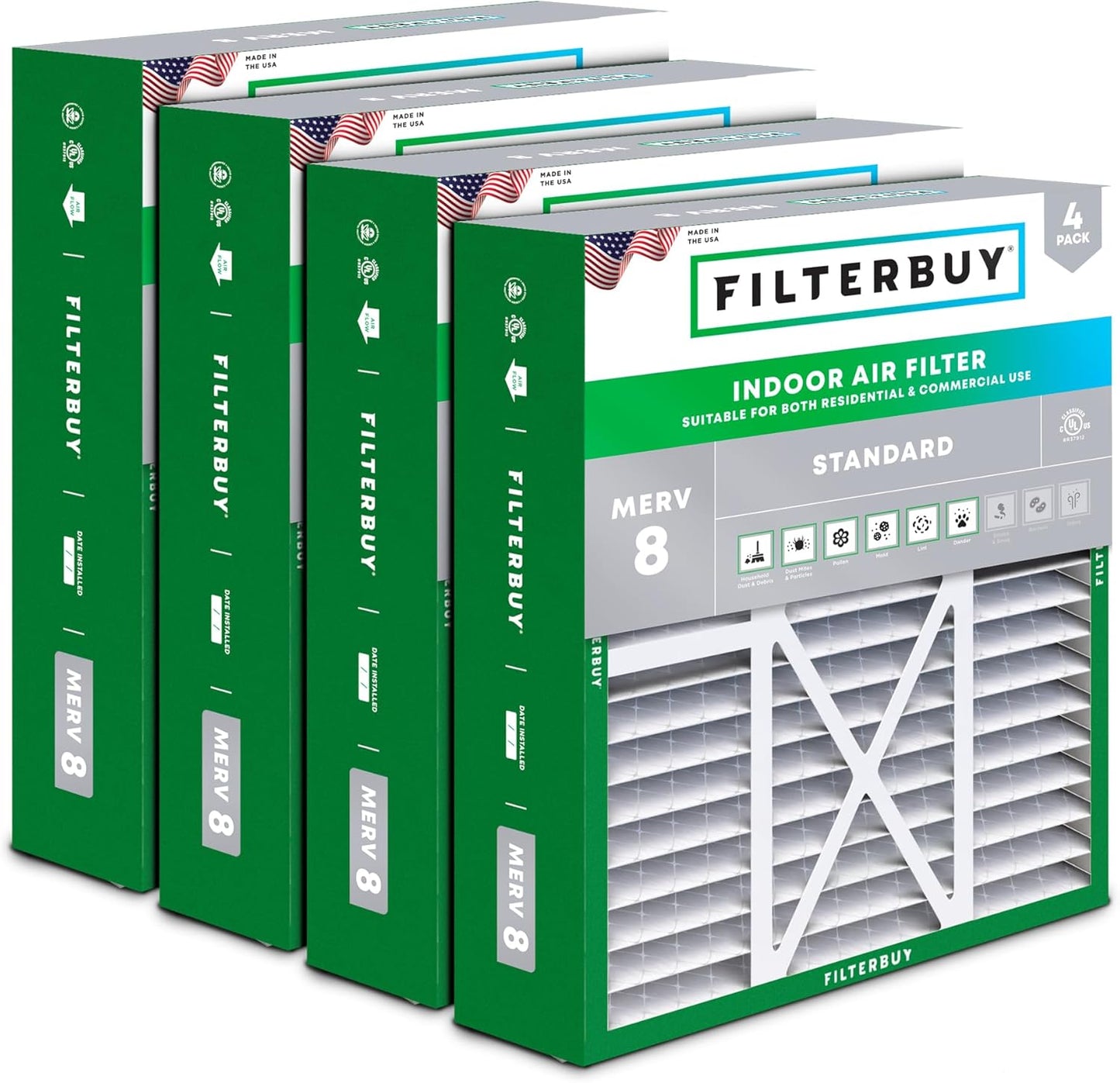 Filterbuy 16x20x5 Air Filter MERV 8 for Dust & Allergy Defense