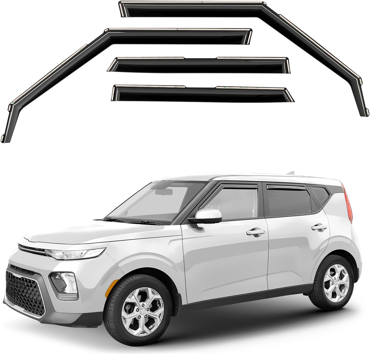 Window Deflectors Smoke Tinted for Kia Soul 2020-2025 - 4pcs