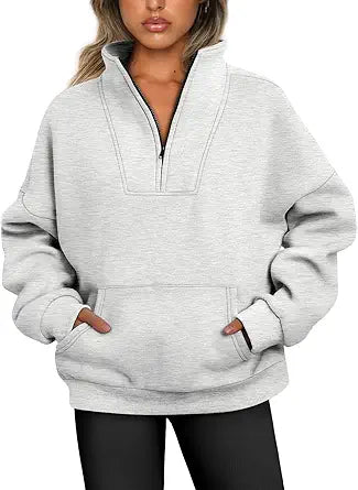 Trendy Queen Womens Half Zip Pullover Sweatshirts for Fall