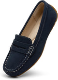 Women's Comfortable Lightweight Suede Penny Loafers - Cushioned Shoes