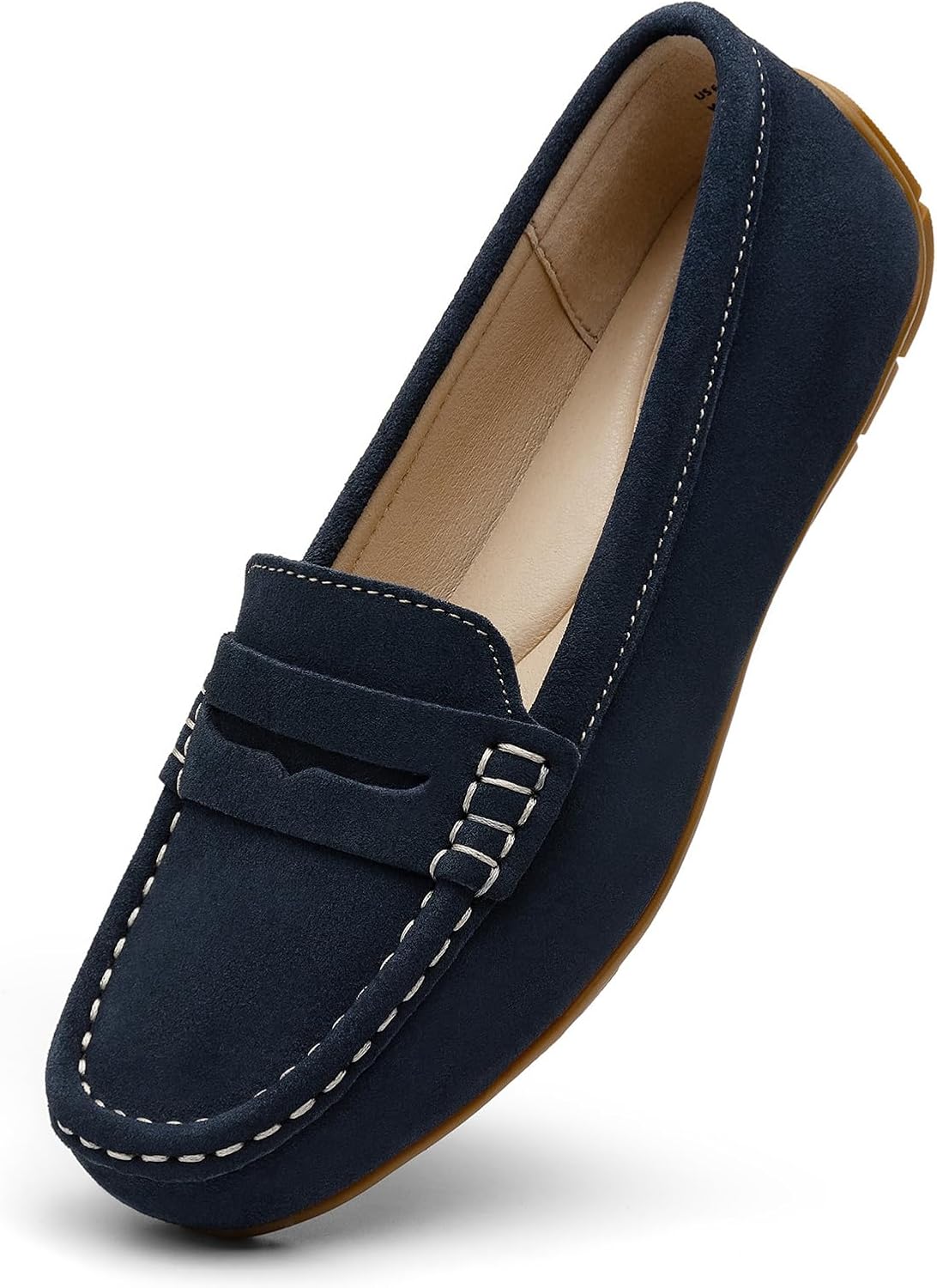 Women's Comfortable Lightweight Suede Leather Penny Loafers Slip-Ons