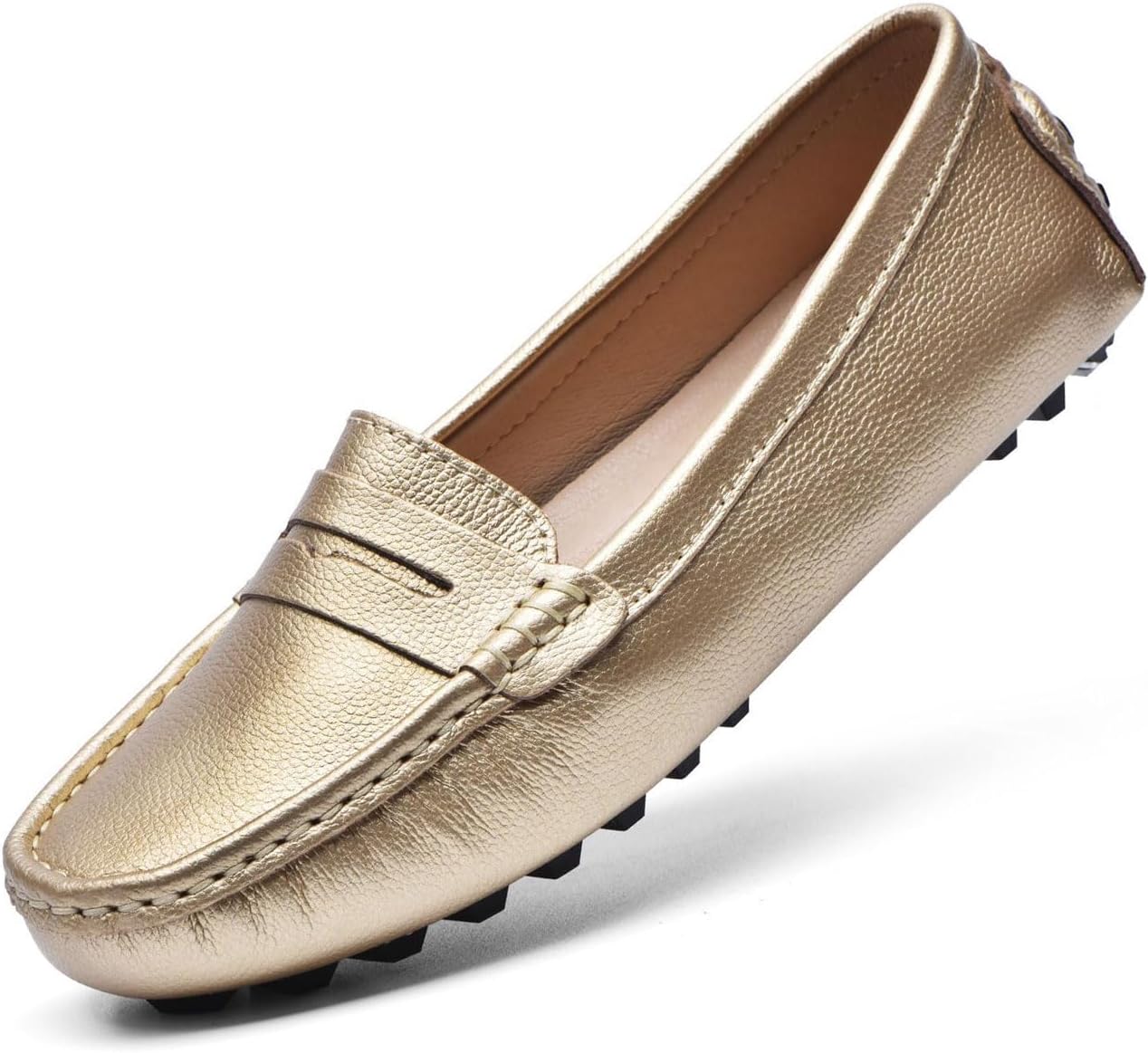 BEAUSEEN Women's Genuine Leather Penny Loafers for Comfort