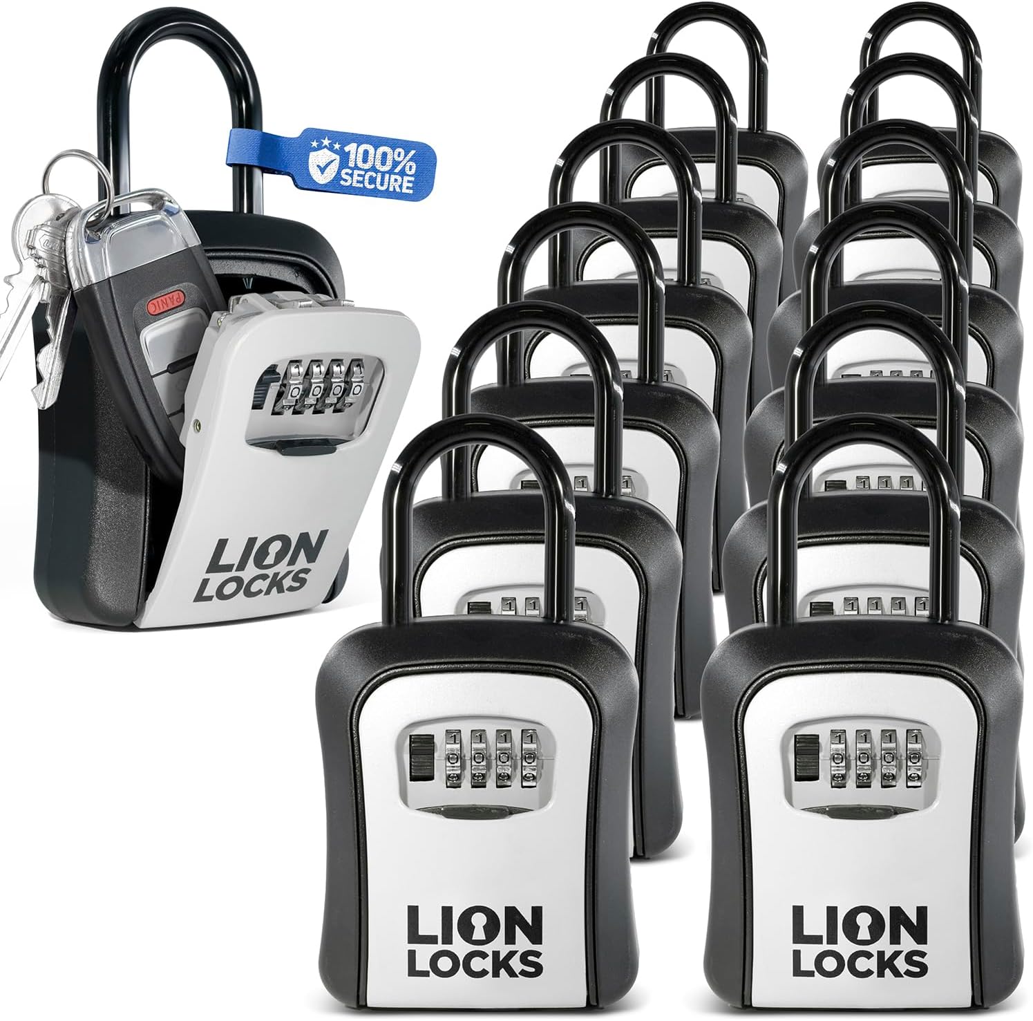 Key Lock Box for Keys with Code - 12 Pack 4 Digit Lockbox