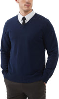 Kallspin Men's V Neck Sweater Pullover - Lightweight Cotton Comfort