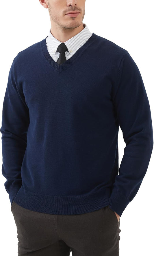 Kallspin Men's V Neck Sweater Pullover for Stylish Comfort