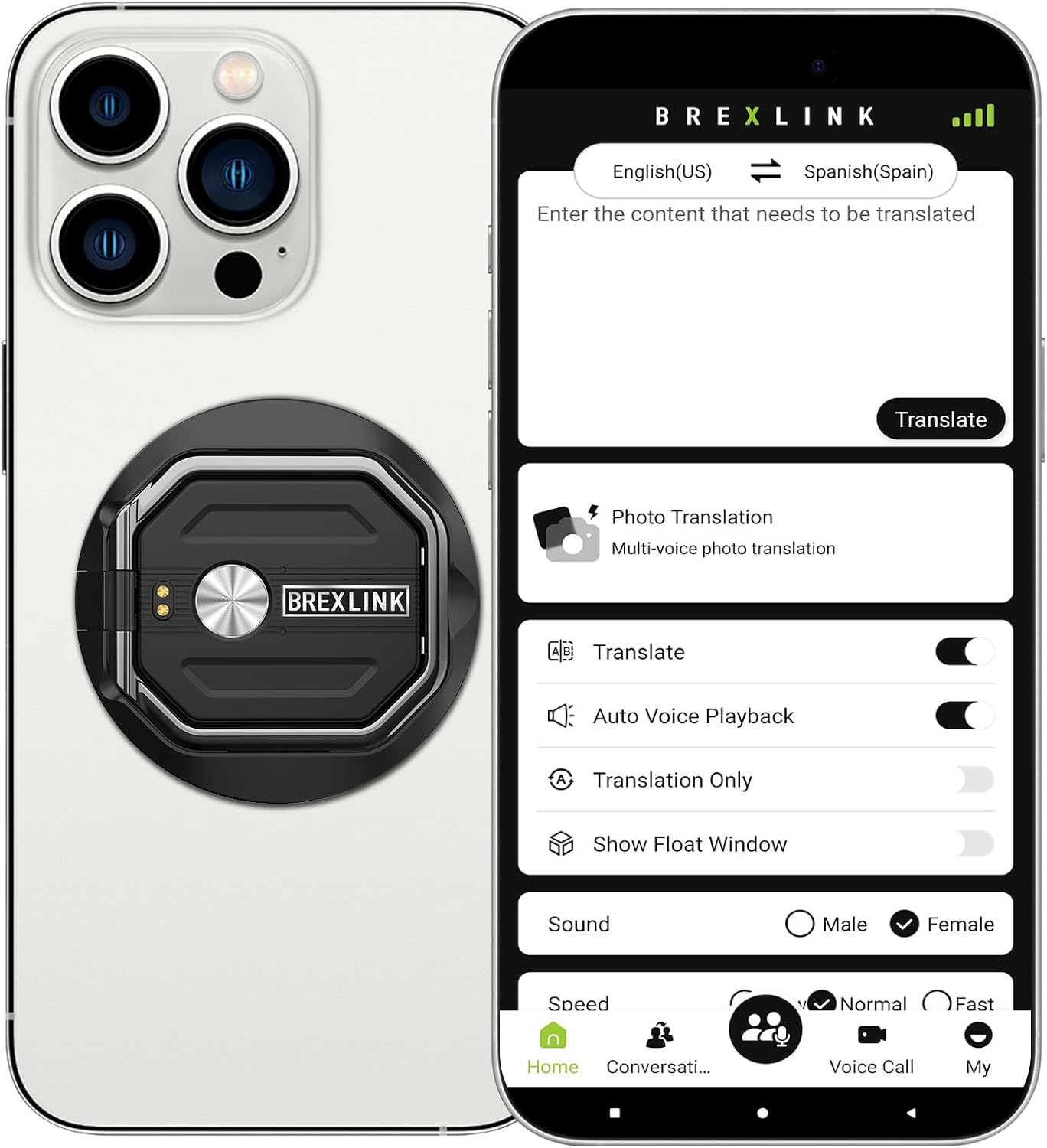 BrexLink 3-in-1 Translator Recorder: AI Transcribe & Translate
