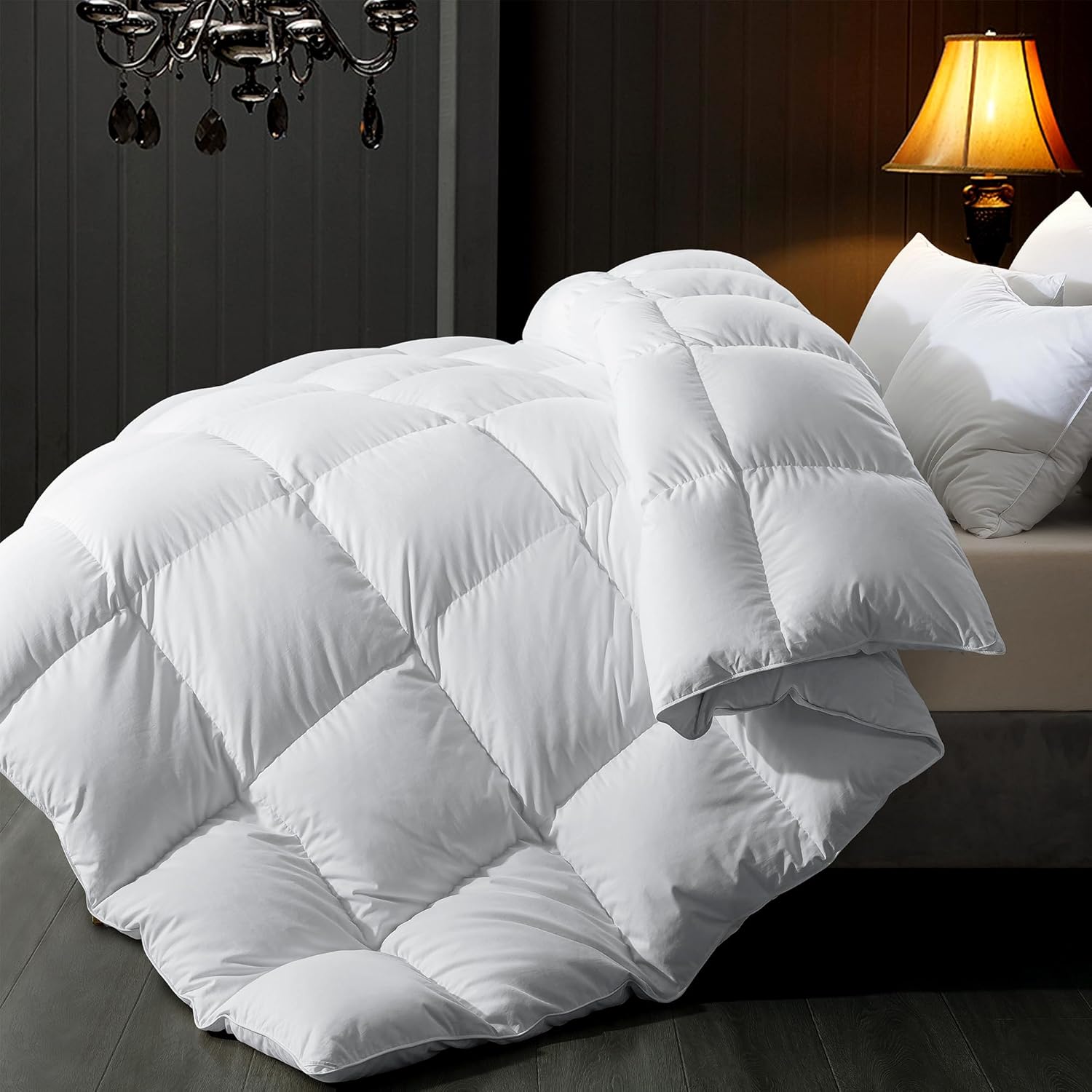 ELNIDO QUEEN King Size Feather Comforter for All Seasons