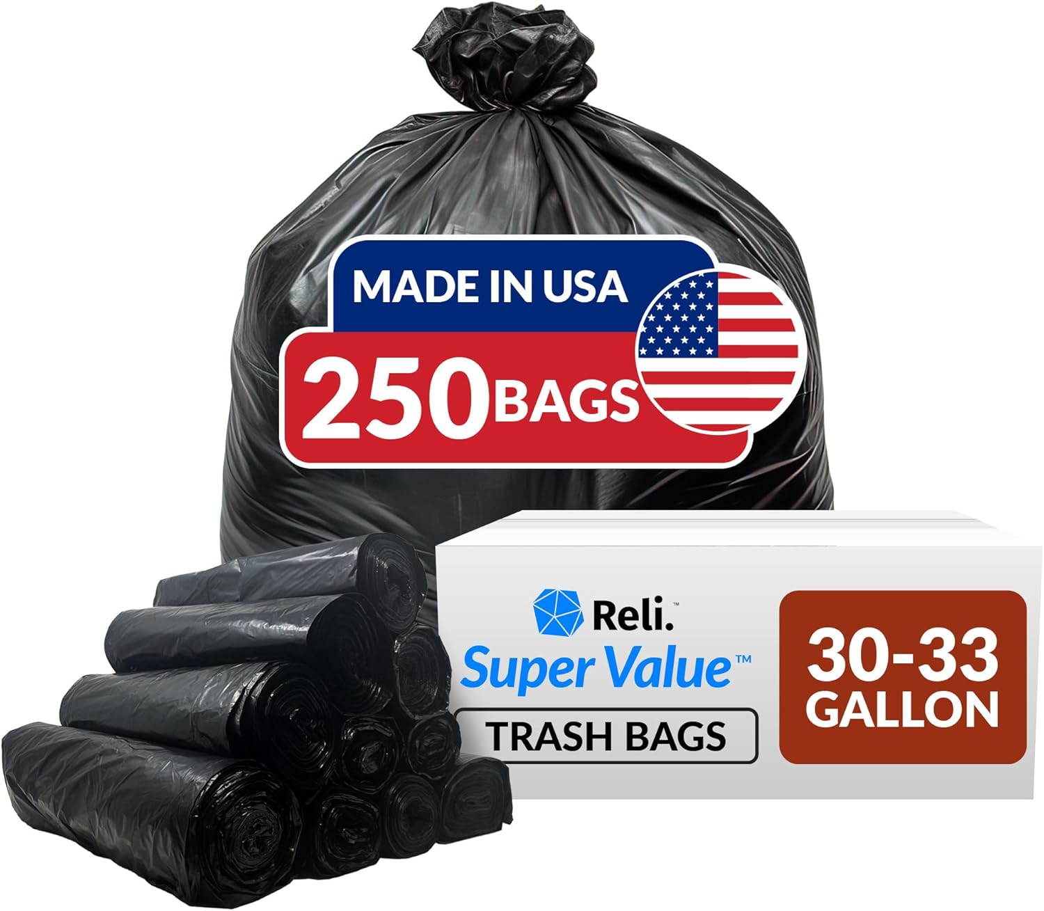Heavy Duty 33 Gallon Trash Bags for Bulk Clean Up Needs