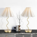 Pleated Table Lamp Set of 2 - Modern Linen Bedside Lamps