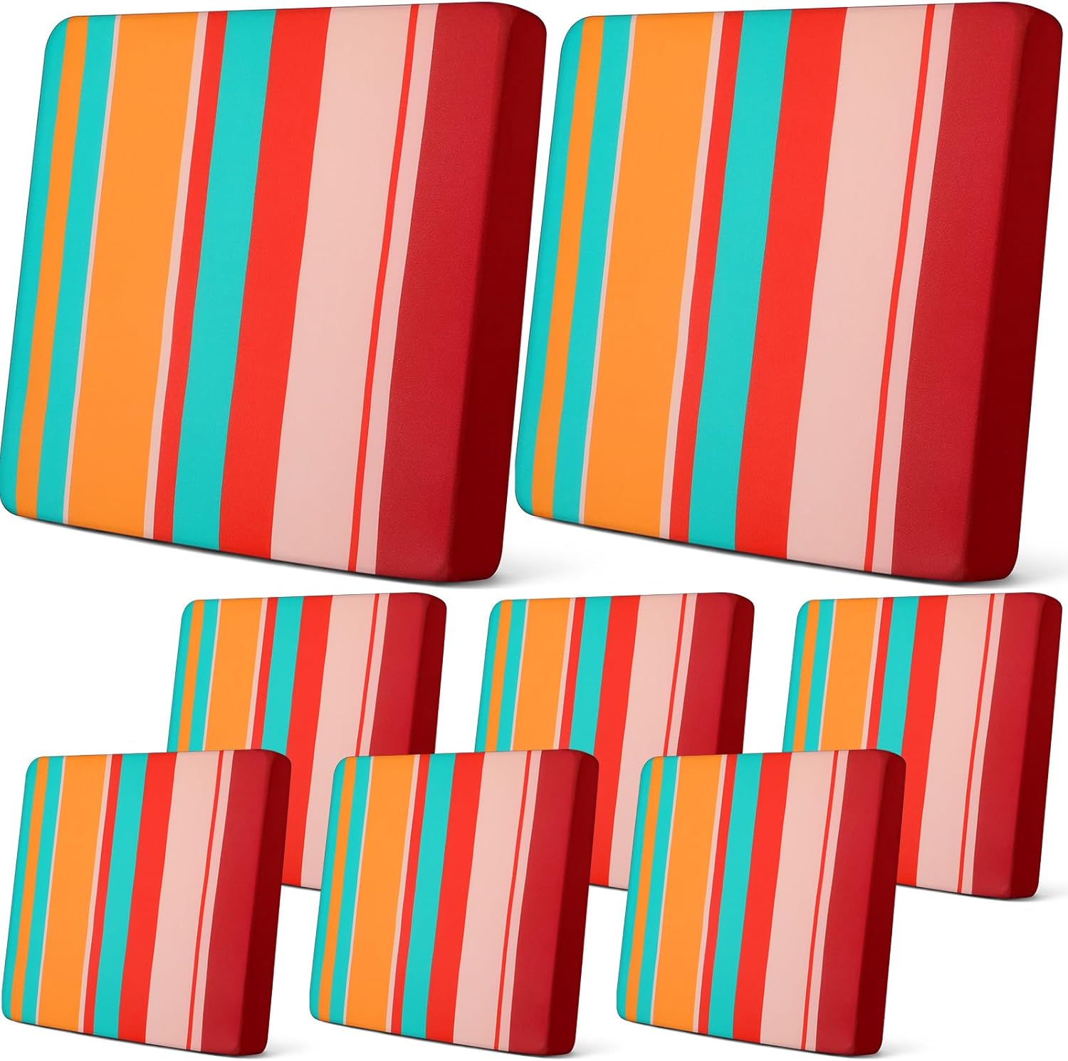 Newwiee 8 Pcs Patio Stretch Sofa Cushion Covers for Outdoor Use