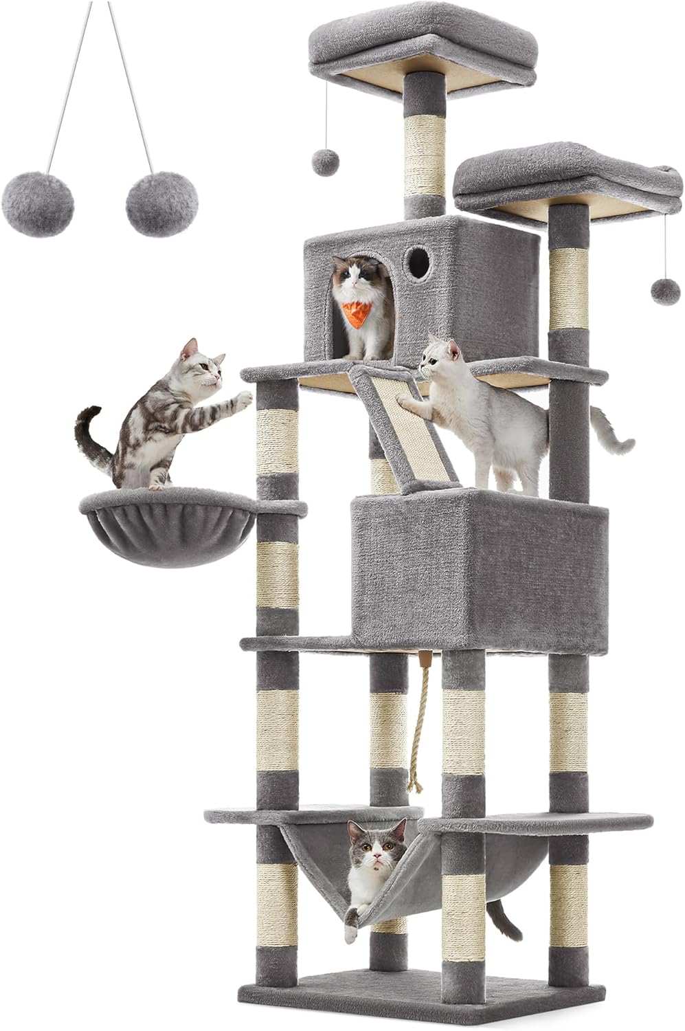 Feandrea Cat Tree 81.1-Inch Large Cat Tower for Indoor Cats