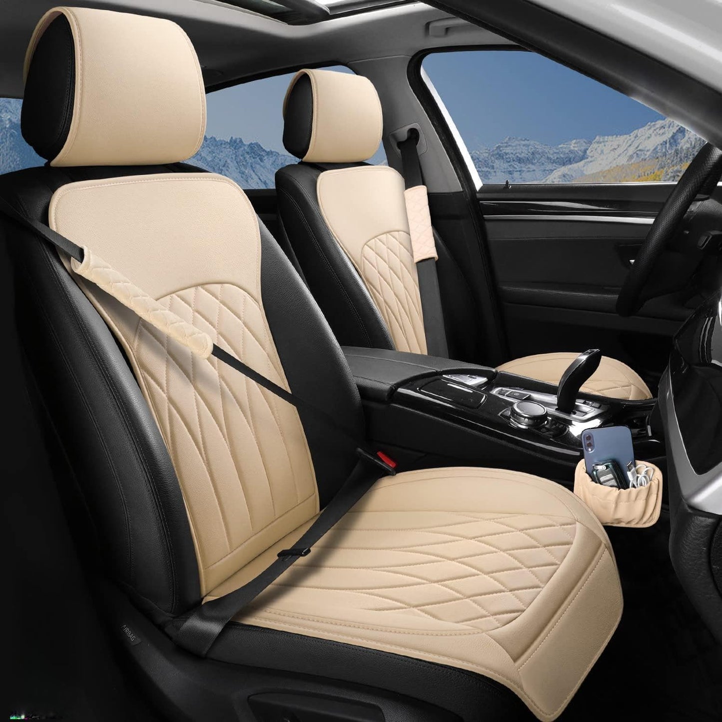 Universal Sideless Car Seat Covers with Storage Pocket and Pads