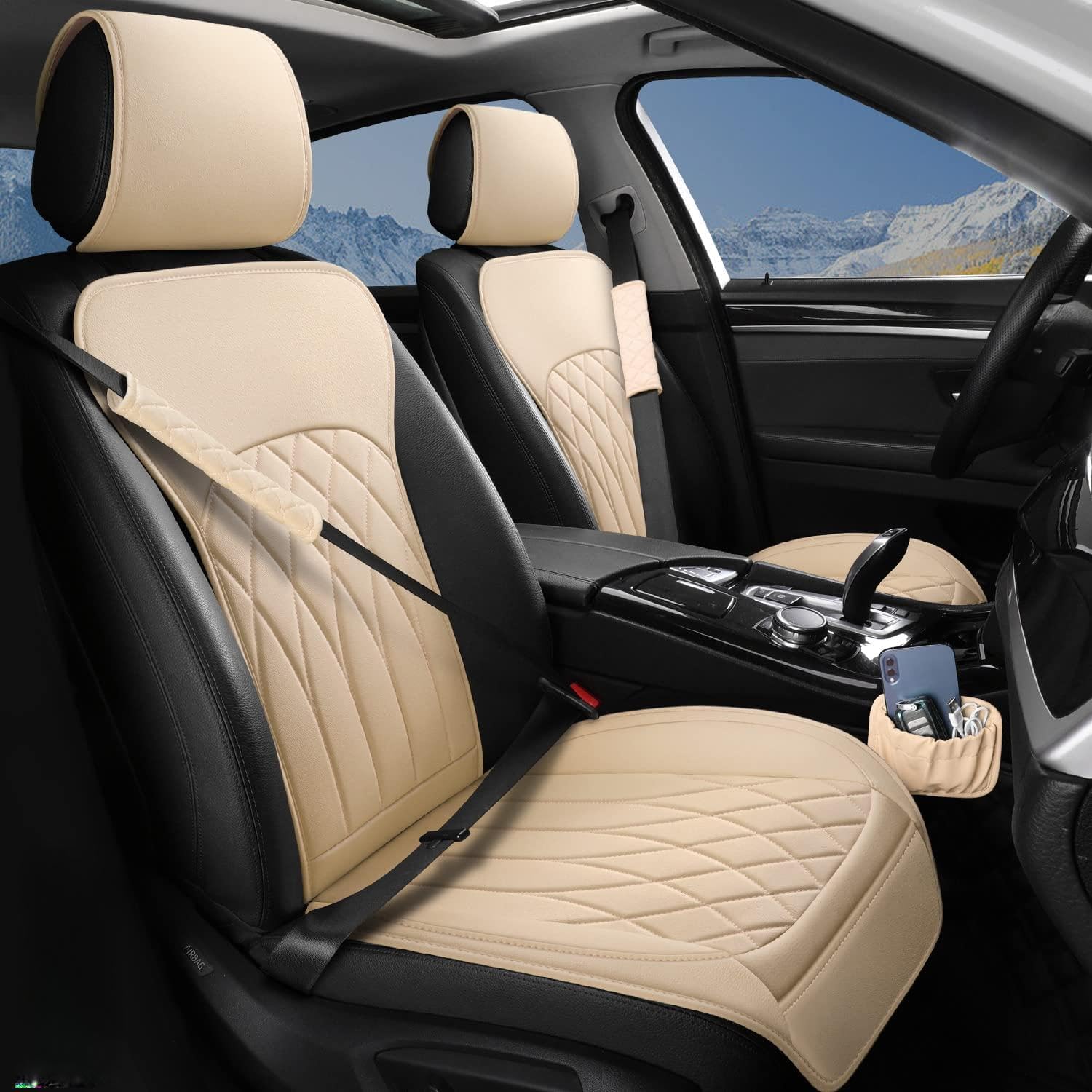 Universal Sideless Car Seat Covers with Storage Pocket and Pads