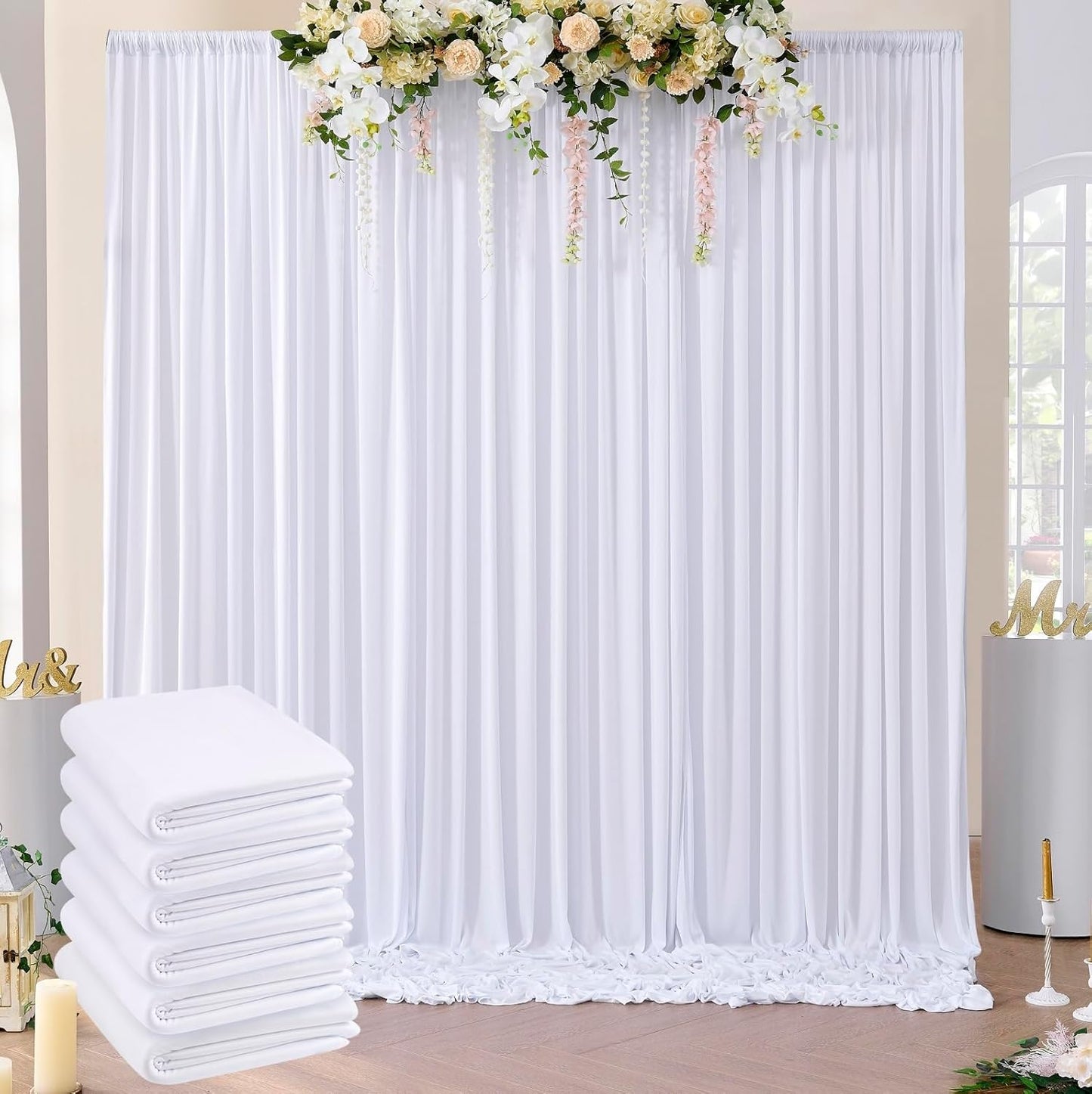 Wrinkle-Free White Backdrop Curtain - Perfect for Parties & Events! 30ft x 10ft