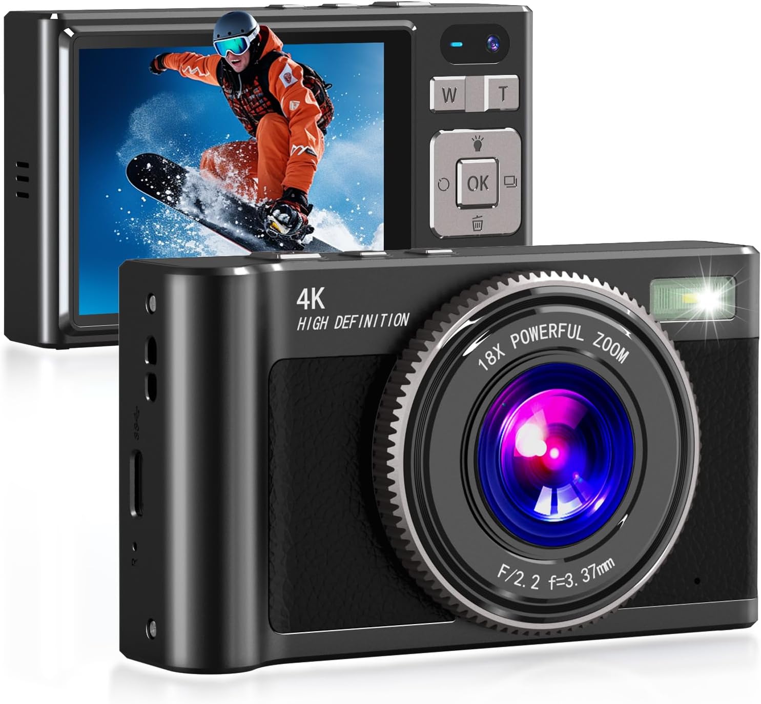 Forc Digital Camera with 4K Video and 18X Zoom for Vlogging