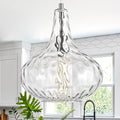 Glass Pendant Light Brushed Nickel 11-in Hammered Glass Pendant