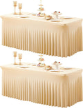 Dark Champagne Spandex Table Cloth for 6 ft Rectangle Tables - 2 Pack