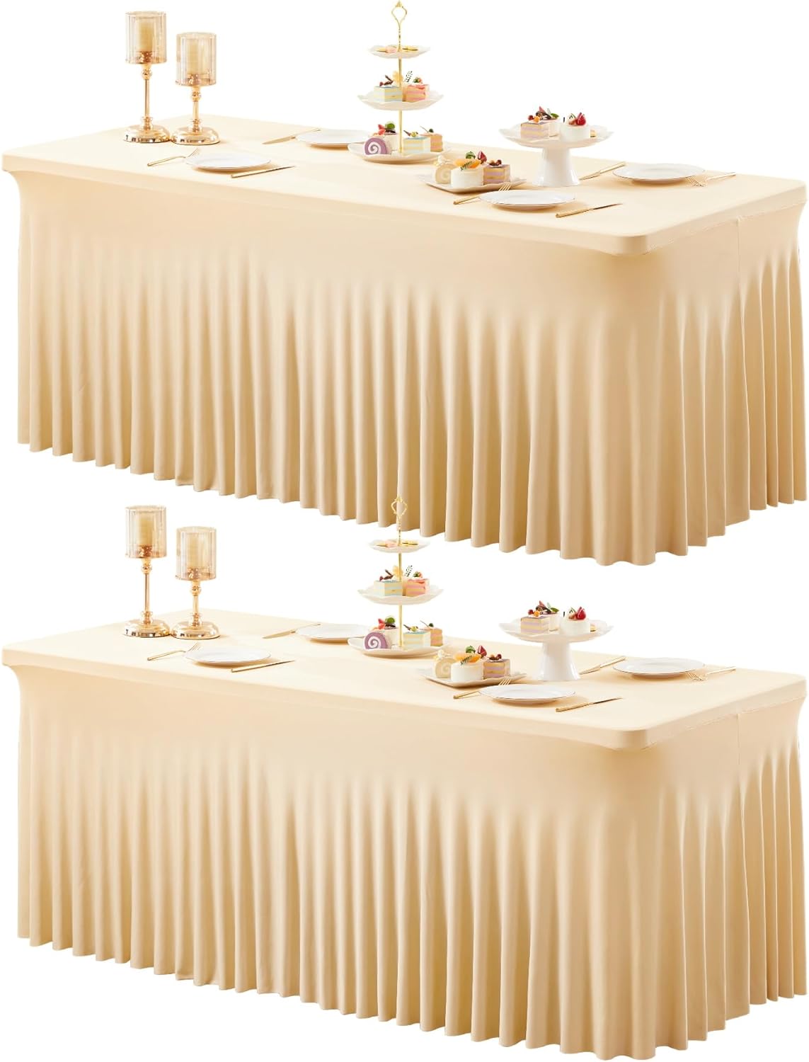 Elegant Dark Champagne Table Covers for 6 Foot Rectangle Tables