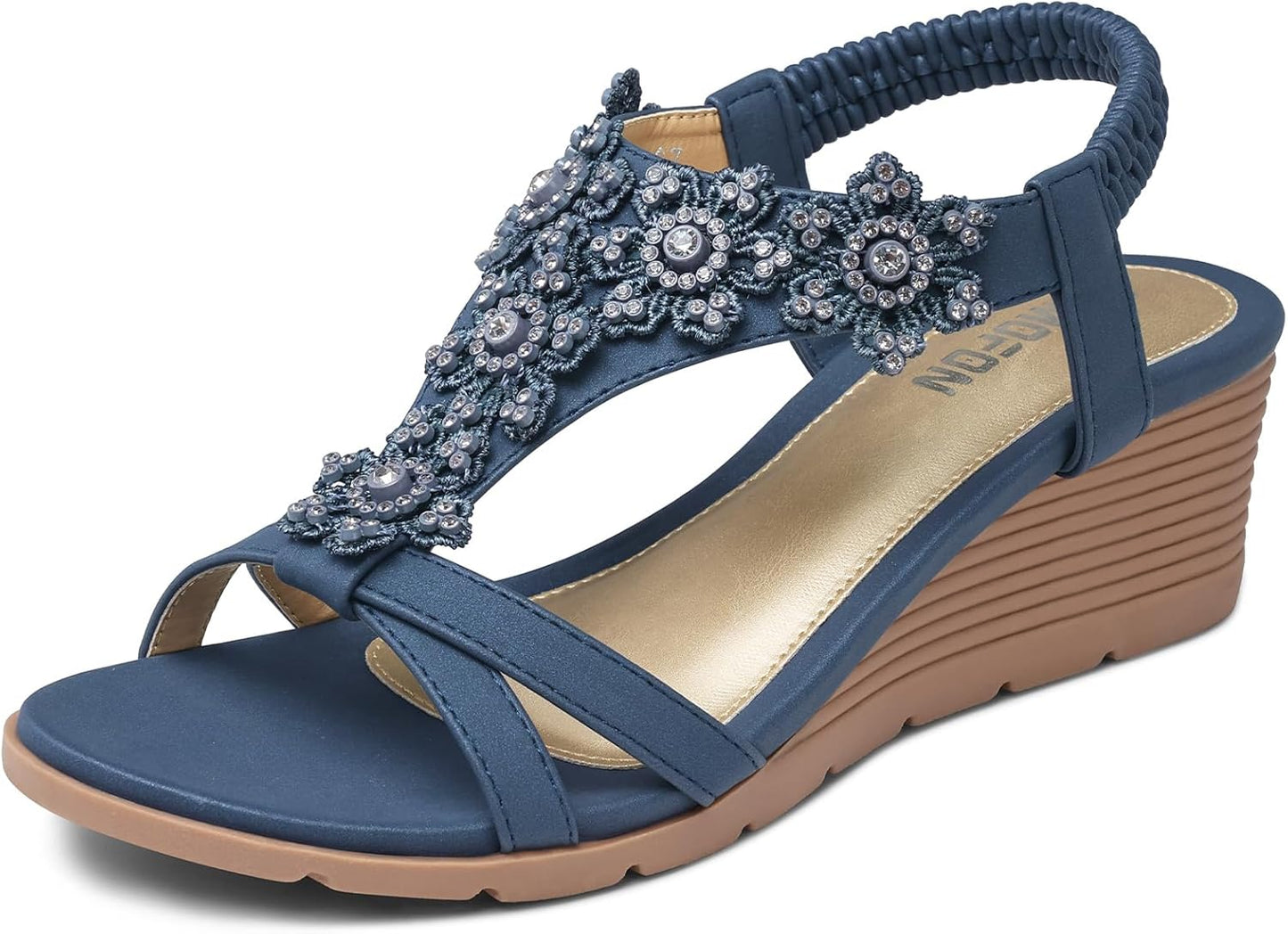 TEMOFON Women's Low Wedge Heels Summer Dressy Platform Sandals