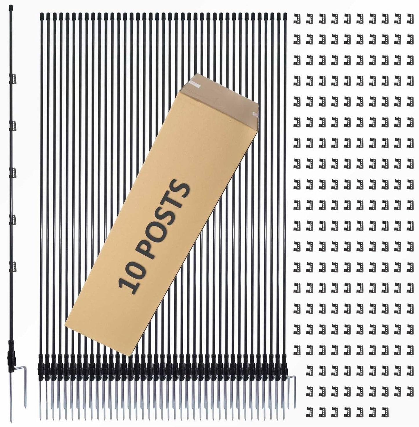 66 Inches High Fiberglass Step-in Electric Fence Posts with Clips