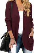 Womens Long Sleeve Open Front Knit Cardigan - Lightweight Cozy Layer