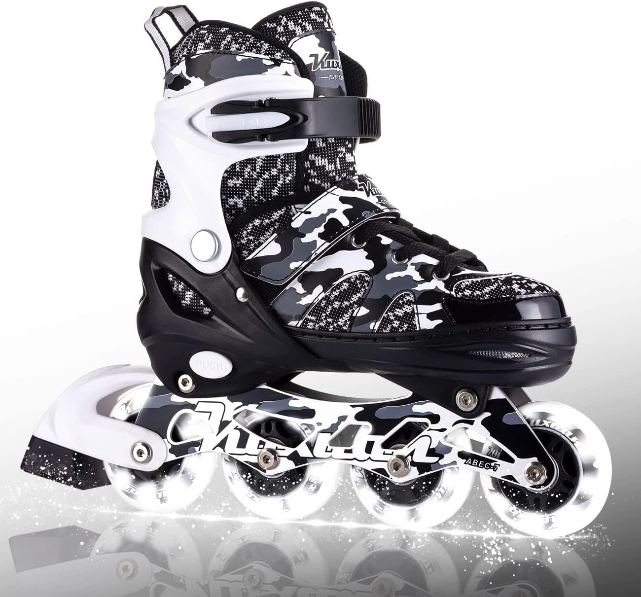 Kuxuan Boys Adjustable Inline Skates with Light Up Wheels Fun