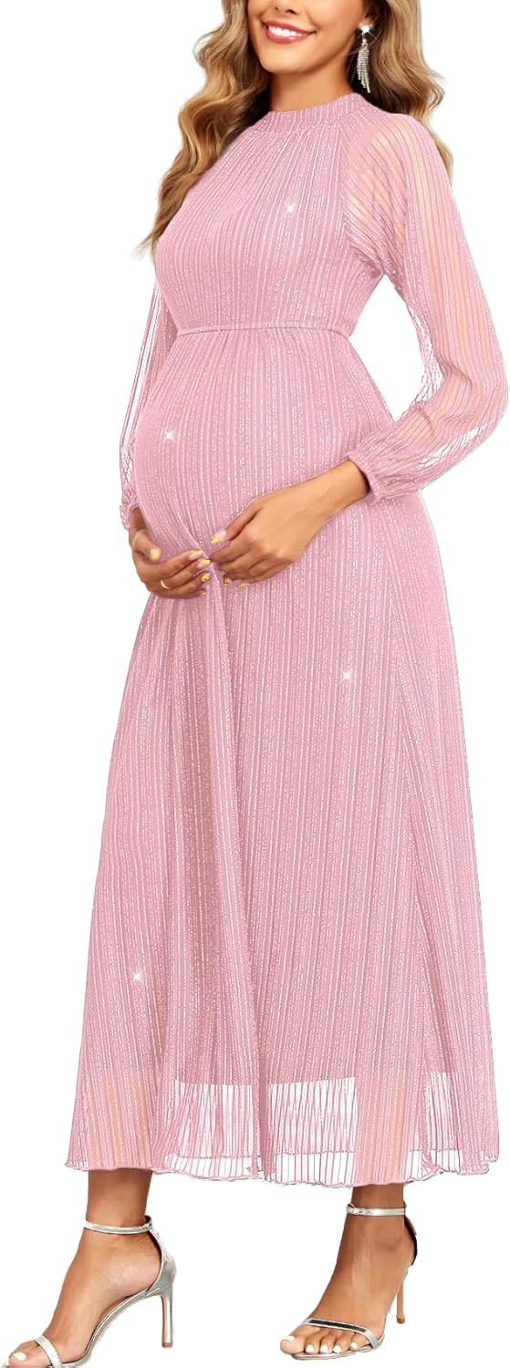 Maternity Sparkly Mesh Dress for Baby Shower and Photoshoot