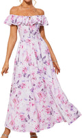 Womens Off Shoulder Floral Maxi Dress 2025 - Flowy Ruffle Split