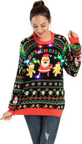 LED Ugly Christmas Sweater Women Unisex - Light Up Festive Pullover