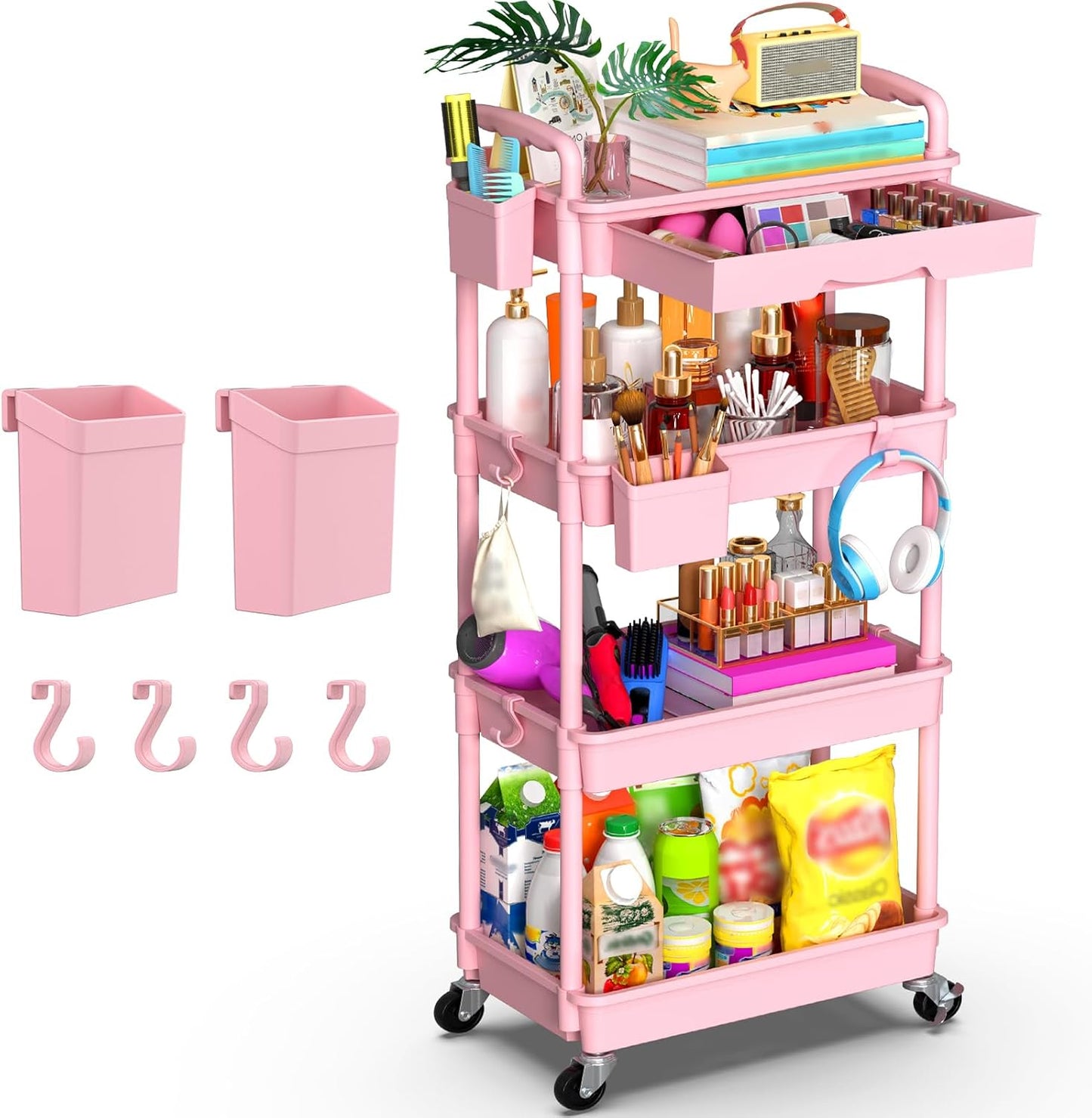 Goovilla 4 Tier Rolling Utility Cart Organizer for All Needs