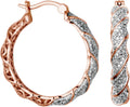 Plated Bronze Twisted Hoop Earrings for Women - Rose Gold Tone