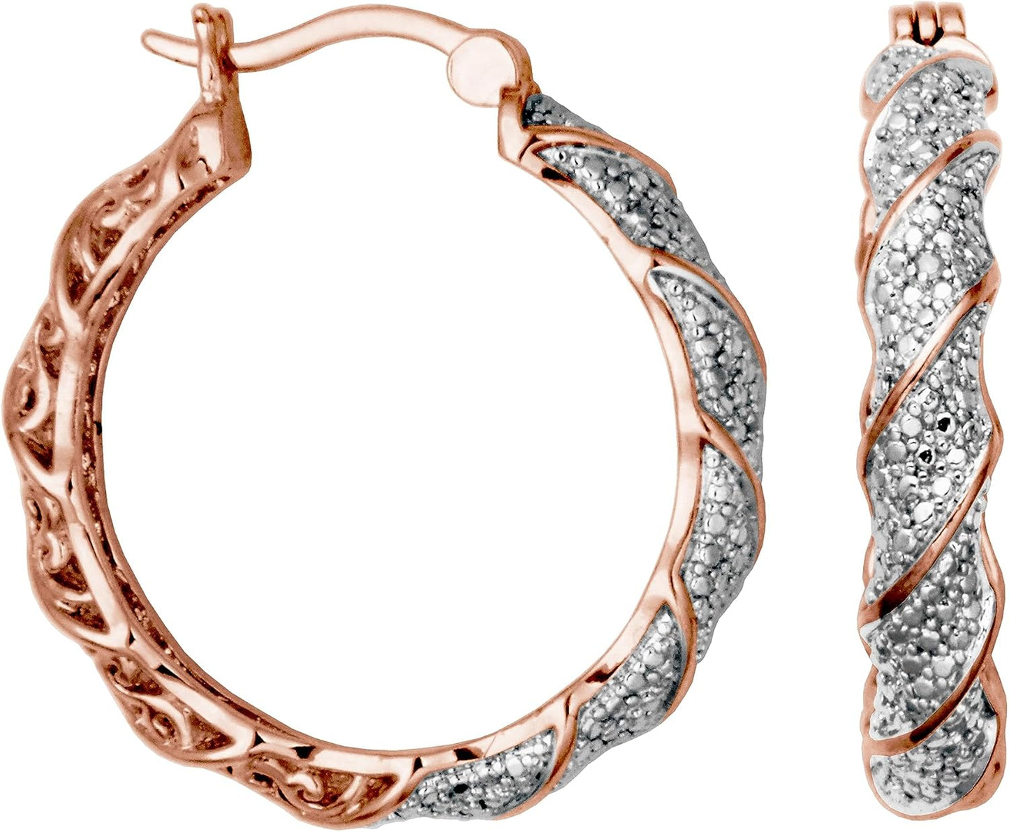 Chic Twisted Hoop Earrings with Diamond Accents for Elegance