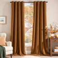 Blackout Velvet Gold Thermal Insulated Curtains 108 in - Luxury Drapes