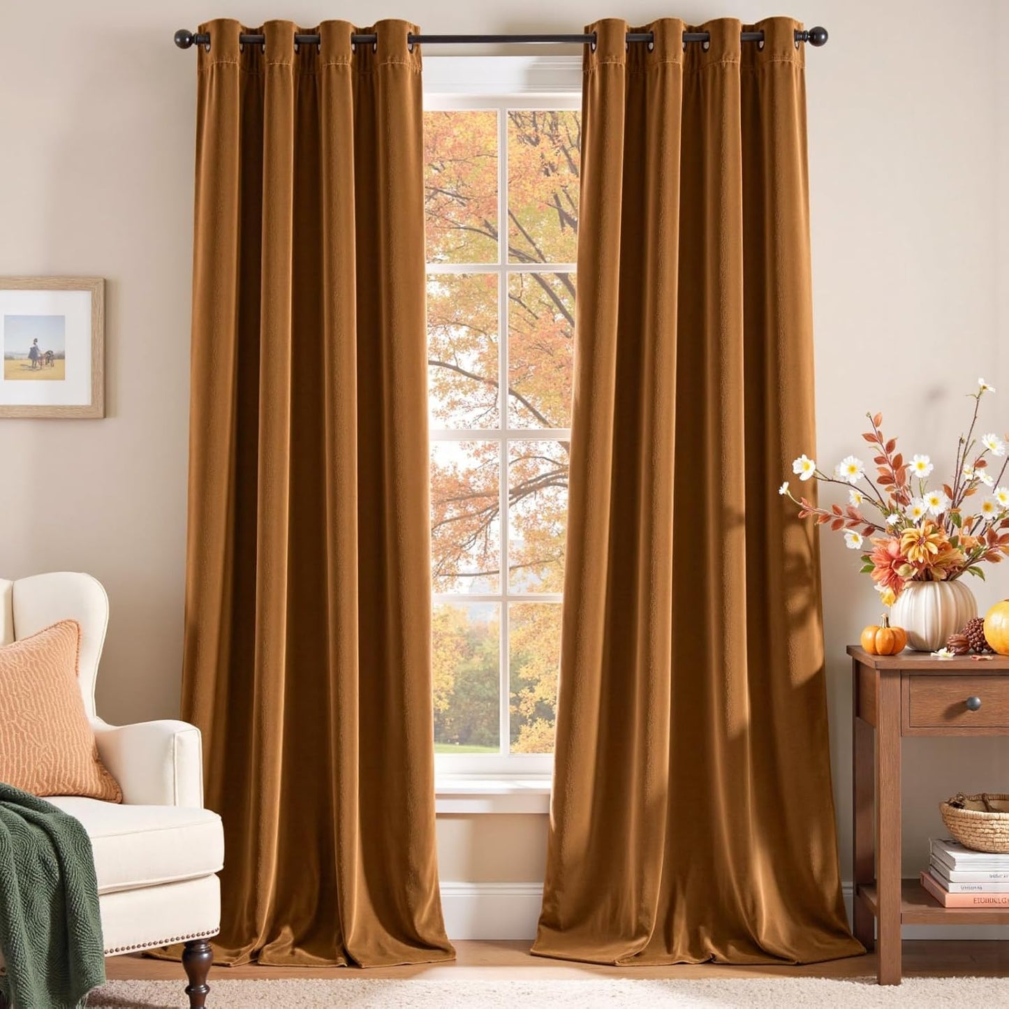 Lazzzy Blackout Velvet Gold Thermal Insulated Curtains for Luxury