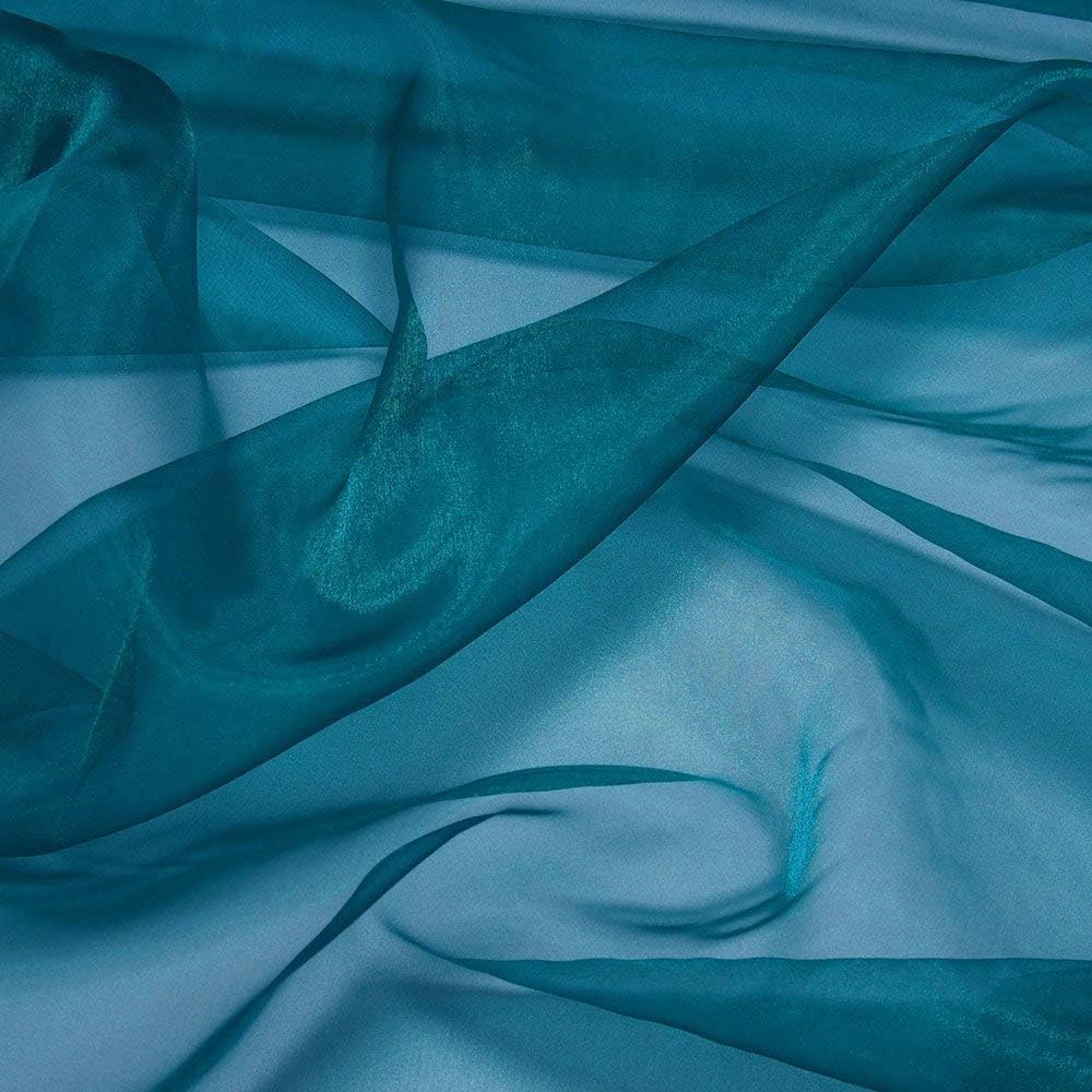 70 Yard Dark Teal Sheer Organza Fabric for Elegant Events