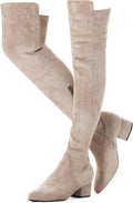 Women Over the Knee Boots Thigh High Suede Black - Low 2 in Heel