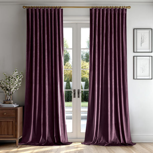 MIULEE Dark Purple Velvet Curtains for Luxury Room Darkening